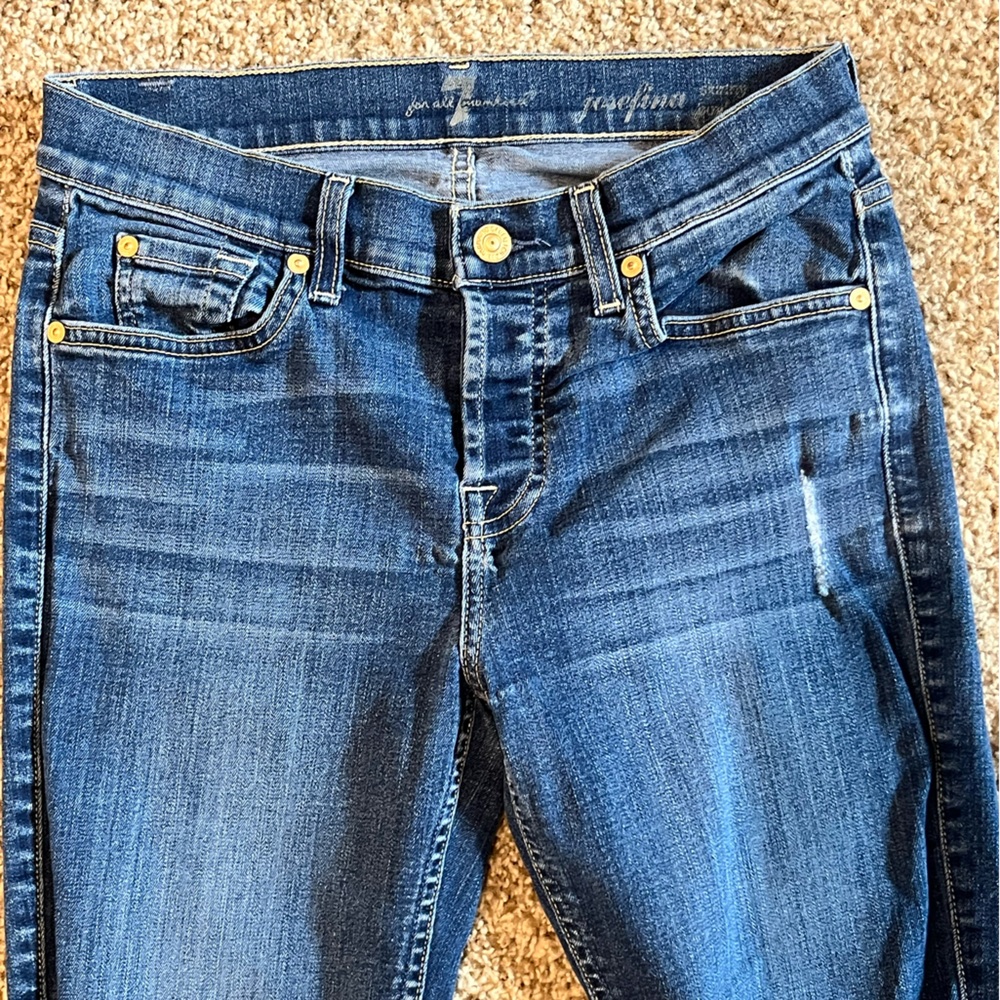 Josefina skinny boyfriend jeans from 7 for all mankind size 26 distressed - Picture 3 of 8